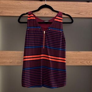 Express Striped Sleeveless Top with Zipper